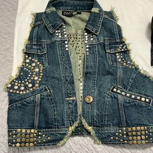 Blue Denim Studded Vest